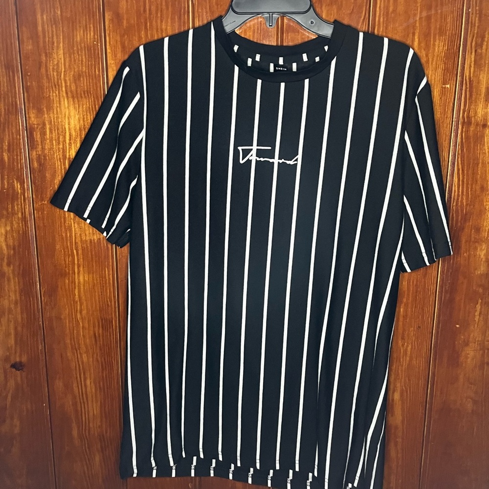 SHEIN Manfinity Hypemode Men Letter Graphic Striped Tee Large